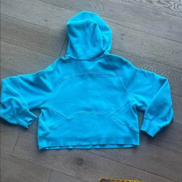 Lululemon Oversized 1/2 Zip Scuba Hoodie in 'Electric Turquoise' (M/L) *Stain* - Picture 13 of 14